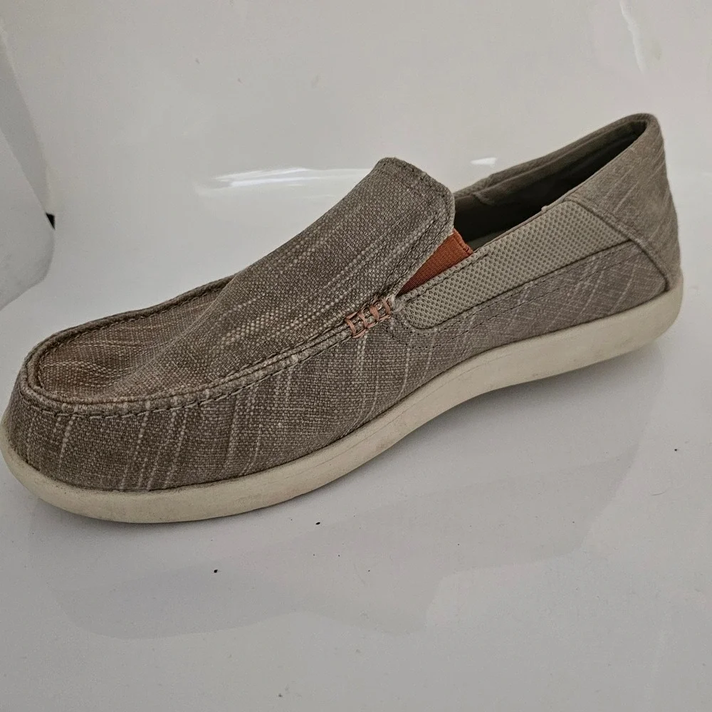 Crocs‎ Santa Cruz 2 Luxe Mens 10 Khaki Canvas Slip On Loafers 203975